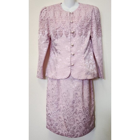 Vintage 2pc Skirt Top In the Mood 10 Pink Floral Lace Boho Fairy Wedding Mother - Picture 1 of 16